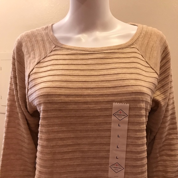 St Johns Bay Sweater NEW Womens Size Large Tan Pullover Light Weight Knit - Picture 3 of 13